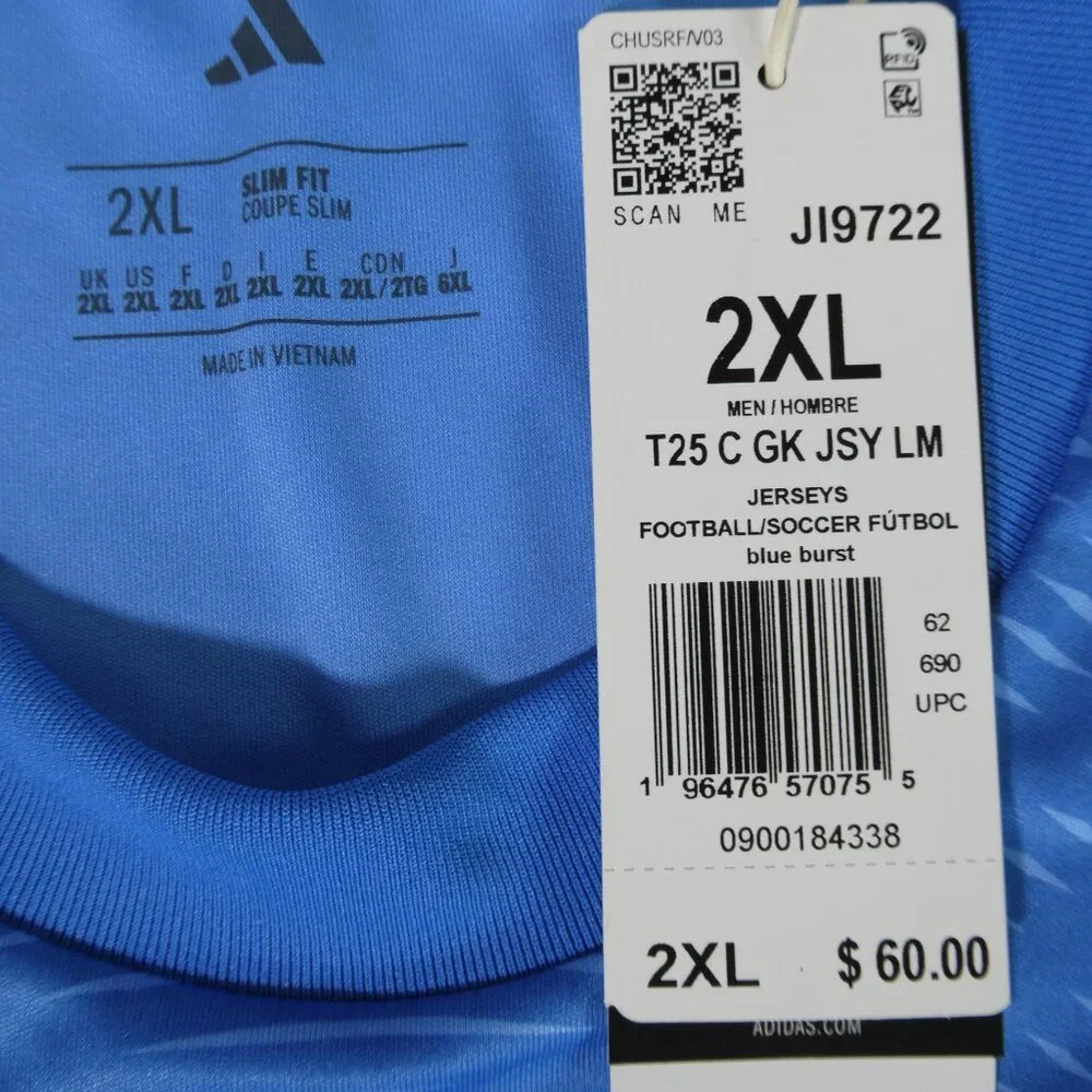 Adidas Men’s 2XL Soccer‎ Jersey Blue Burst JI9722 Performance Shirt